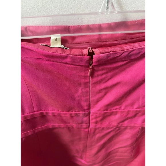 J. Crew Bright Pink Silk Cocktail Mini Dress Women's Sz 8 Barbie Pockets Ruffles - Picture 12 of 16